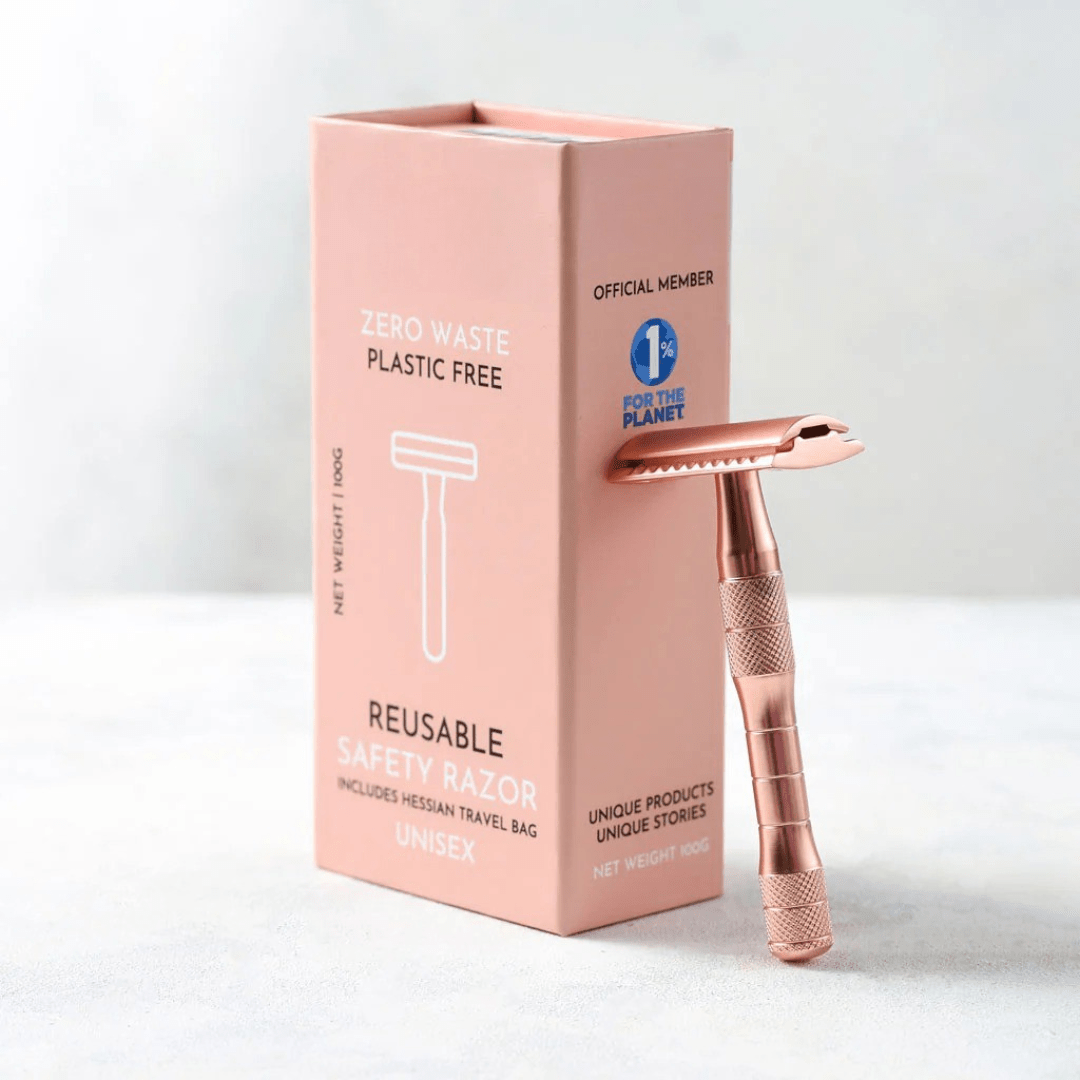 Sicherheitsrasierer inkl. 10 Ersatzklingen – Rosegold & Schwarz