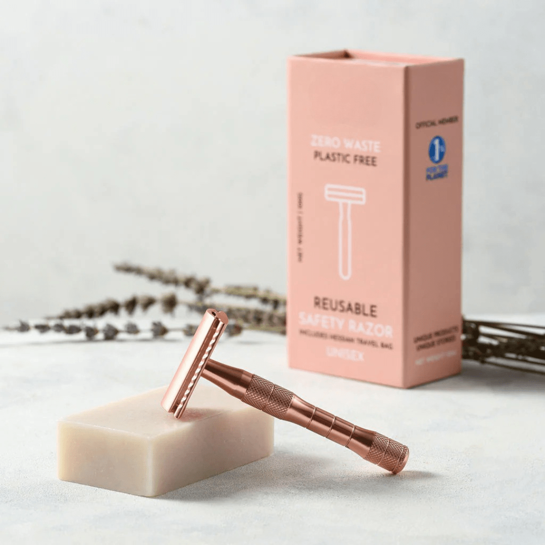 Sicherheitsrasierer inkl. 10 Ersatzklingen – Rosegold & Schwarz