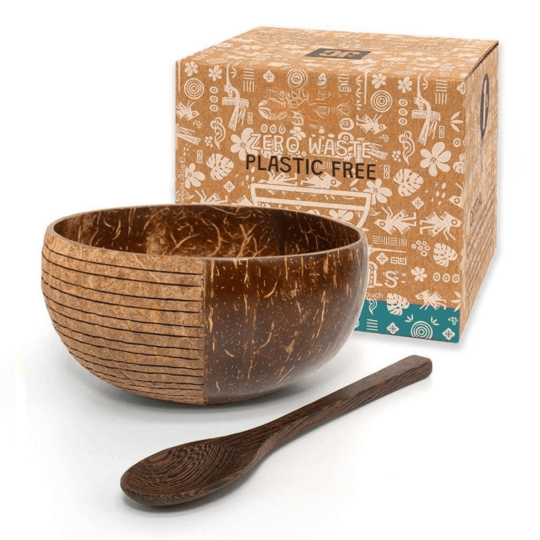 Gemusterte Kokos-Schale & Löffel – Zero Waste