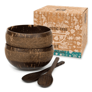 Zero Waste Kokosnuss-Schalen & Löffel Set (2er)